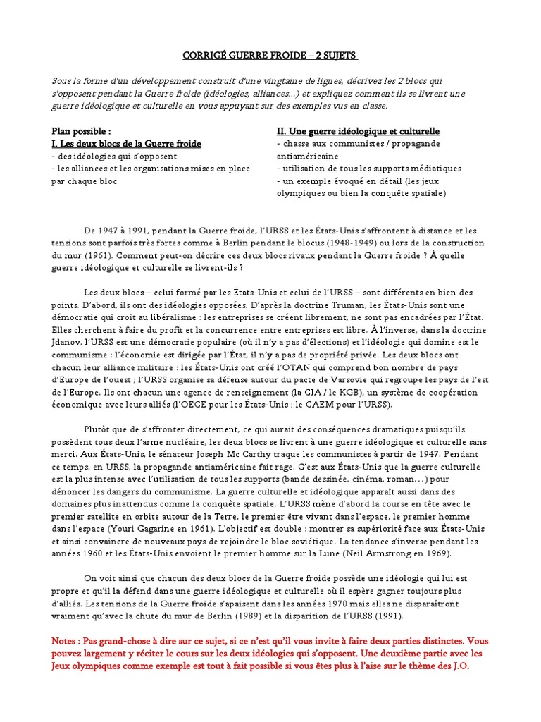 Guerre froide : Blocs et Berlin | PDF | Mur de Berlin | Guerre froide