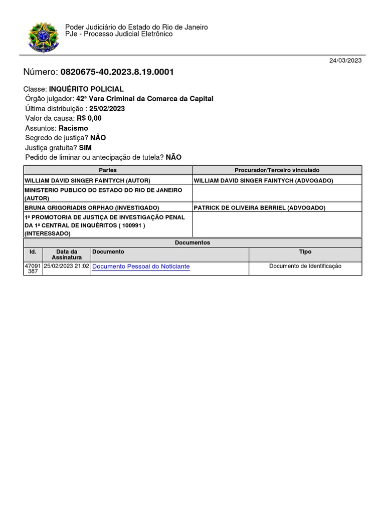 Documento Pessoal Do Noticiante | PDF | Judiciários | Direito Político
