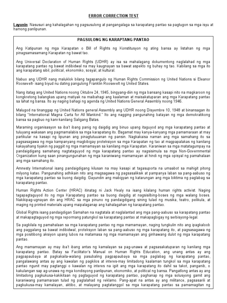Error Correction Test | PDF