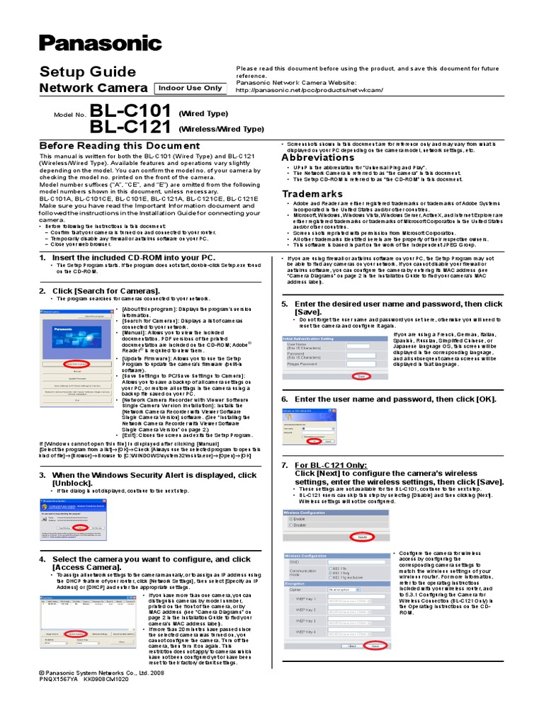 BL-C101 BL-C121: Setup Guide | PDF | Microsoft Windows | Ip Address
