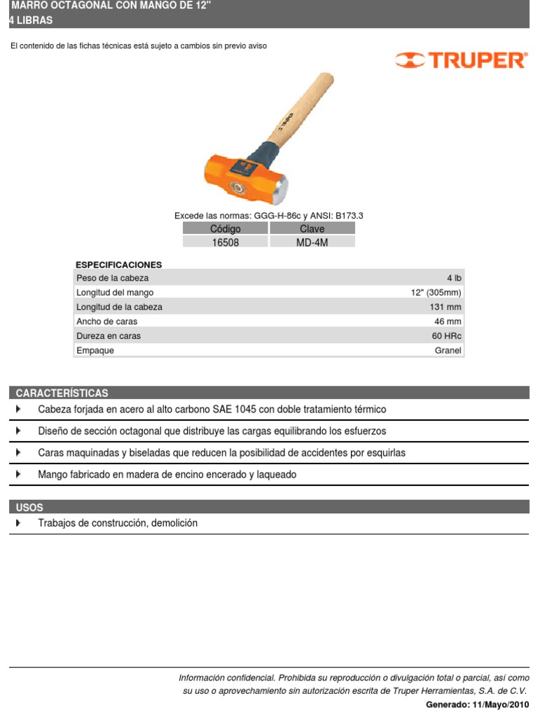 Excede las normas ggg h 86c y ansi b173 3 especificaciones pdf