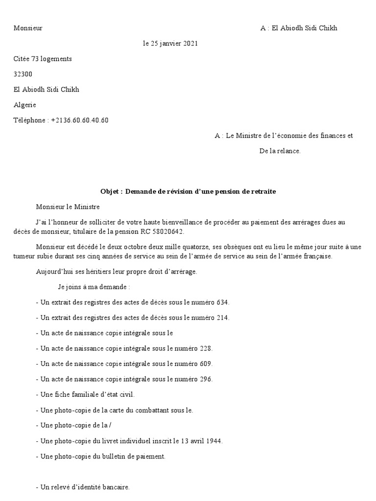 Demande de révision de pension de retraite | PDF