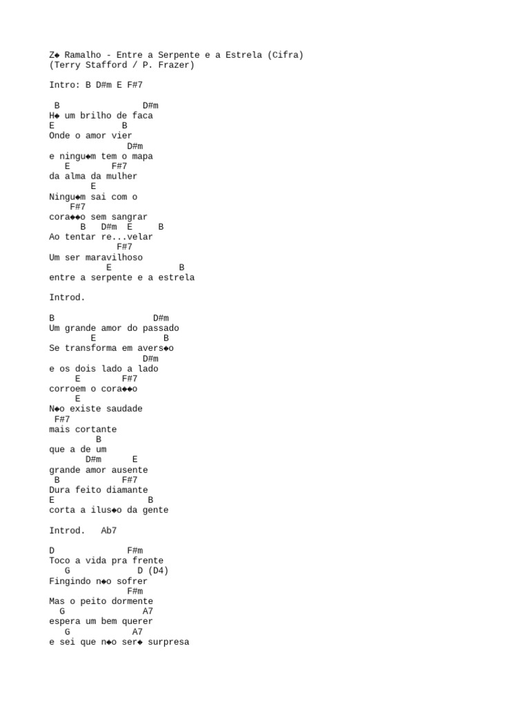 Cifra Ze Ramalho Entre A Serpente e A Estrela PDF