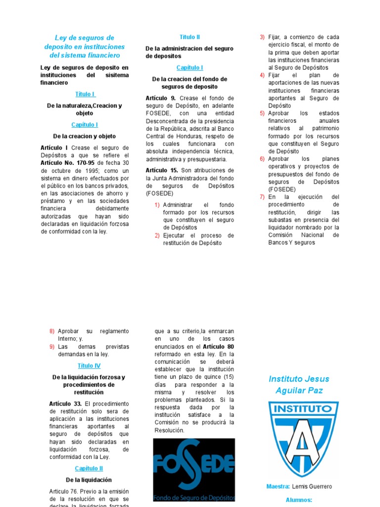 Ley de Seguros de Depósitos y FOSEDE | PDF | Seguro | Bancos