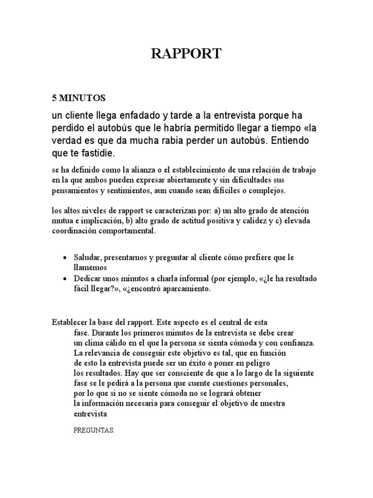 Cómo Establecer Rapport en Entrevistas | PDF | Negocios