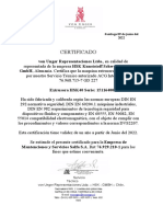 ITEM 7 - Certificado de operatividad Extrusora HSK40 Serie 151164006
