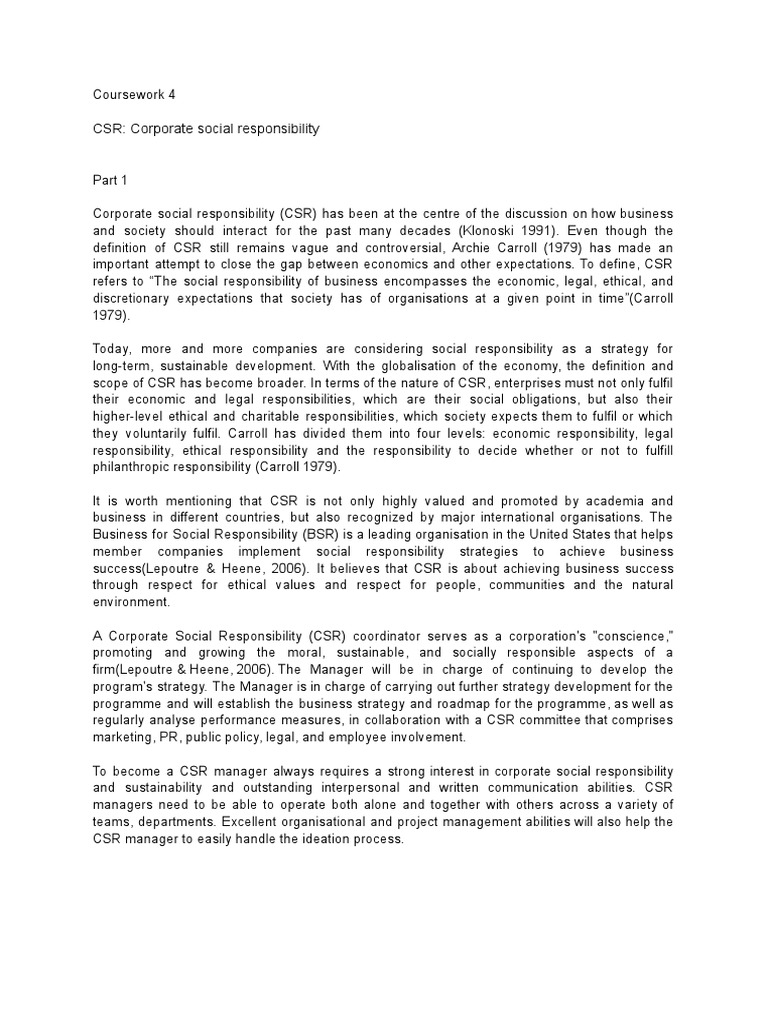 Understanding CSR in Business Strategy | PDF | Corporate Social ...