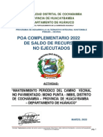 Poa Complementario 2022 de Saldo de Recursos No Ejecutados