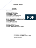 Carta de Pedido: Luanda Aos 27 de Julho de 2023 Subscrevo-Me: Tiago Pedro Quinvula (Tio) Terminal:928070376