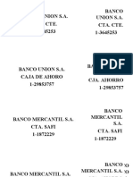 Banco Union S.A. Cta. Cte. 1-3645253 Banco Union S.A. Cta. Cte. 1-3645253