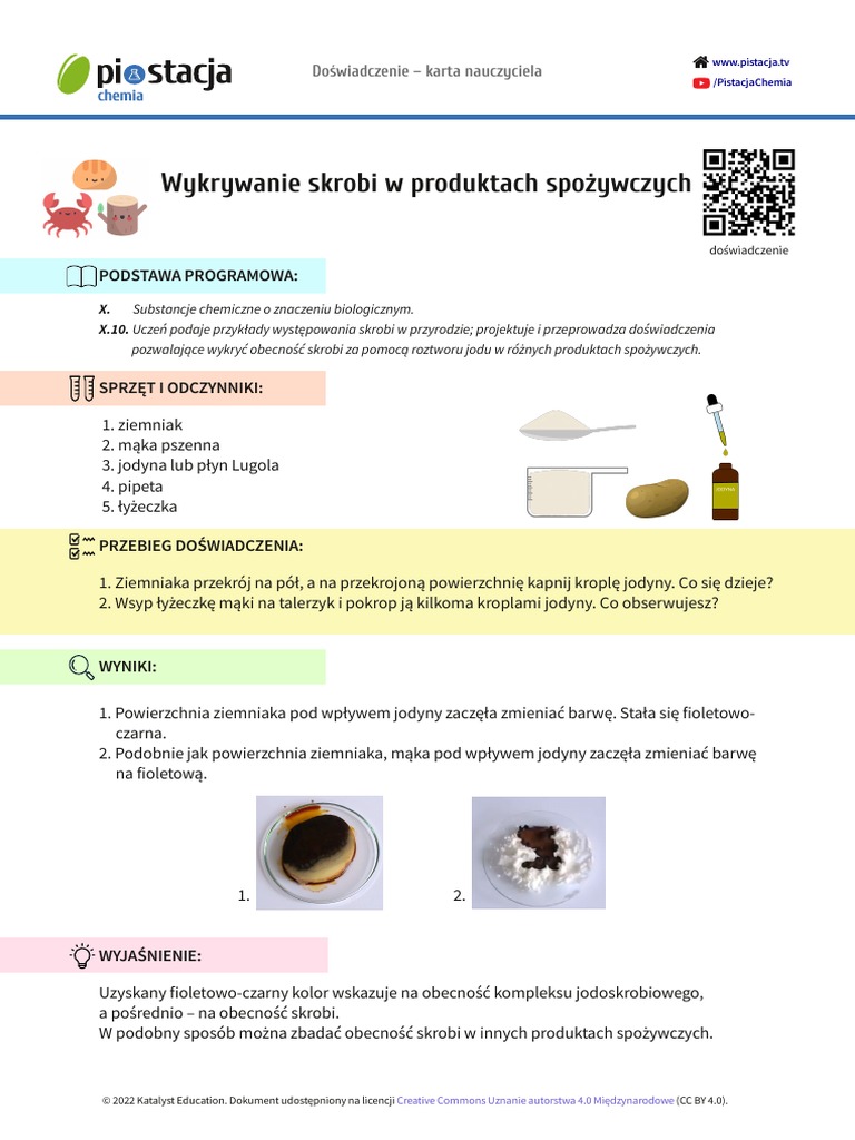 Wykrywanie Skrobi W Produktach Spożywczych: Podstawa Programowa | PDF
