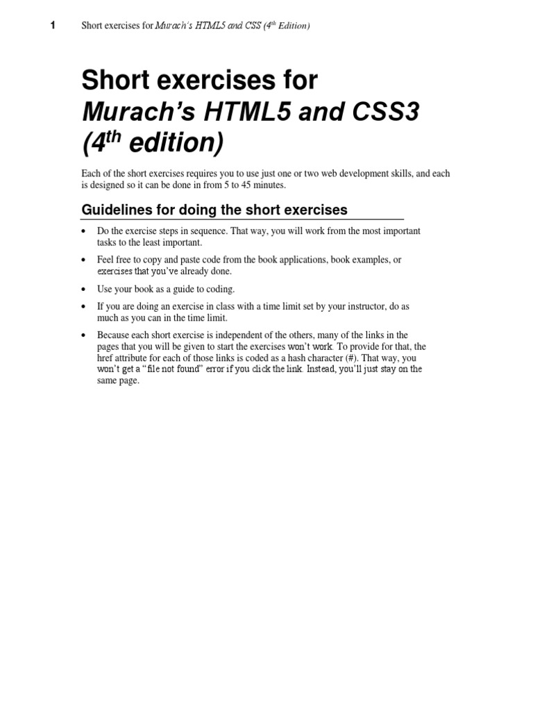 Short Exercises | Download Free PDF | Html Element | Html