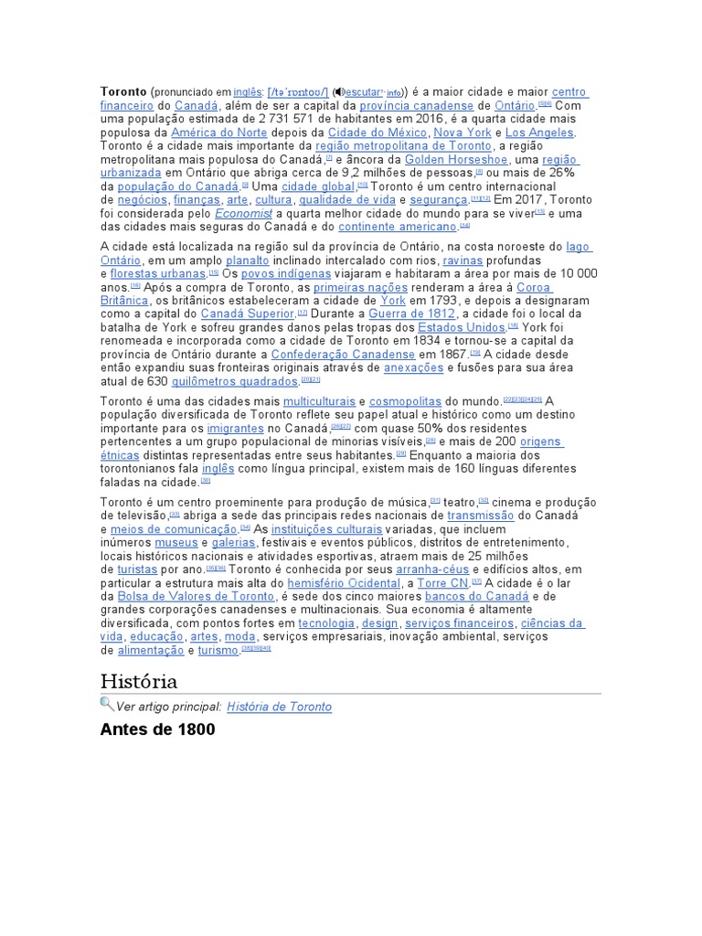 População e História de Toronto | PDF | Toronto | Canadá