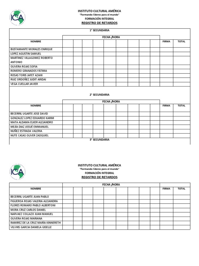 Registro de Retardos Escolares | PDF