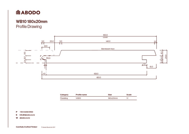 WB10 180x20mm Profile Drawing Abodo Wood | PDF