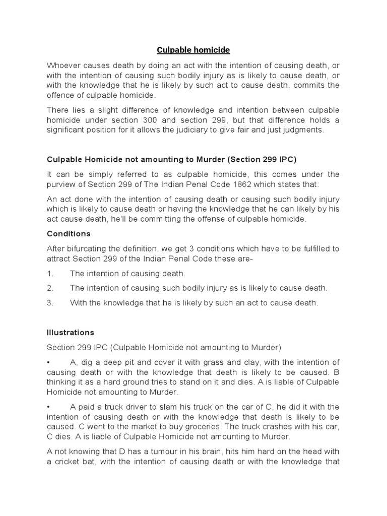 Culpable Homicide PDF Murder Public Law
