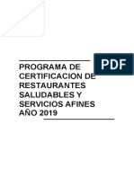 Programa de Certificacion de Restaurantes Saludables y Servicios Afines 2019