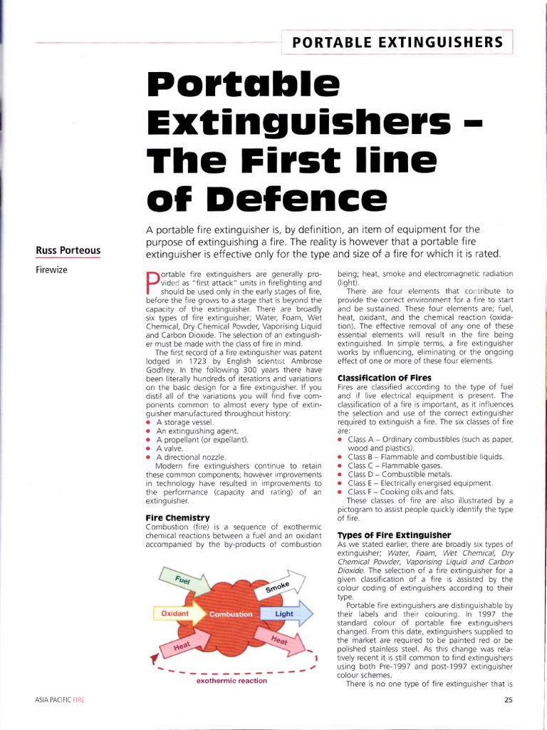 Types and Functions of Portable Extinguishers | PDF | Fires | Nature