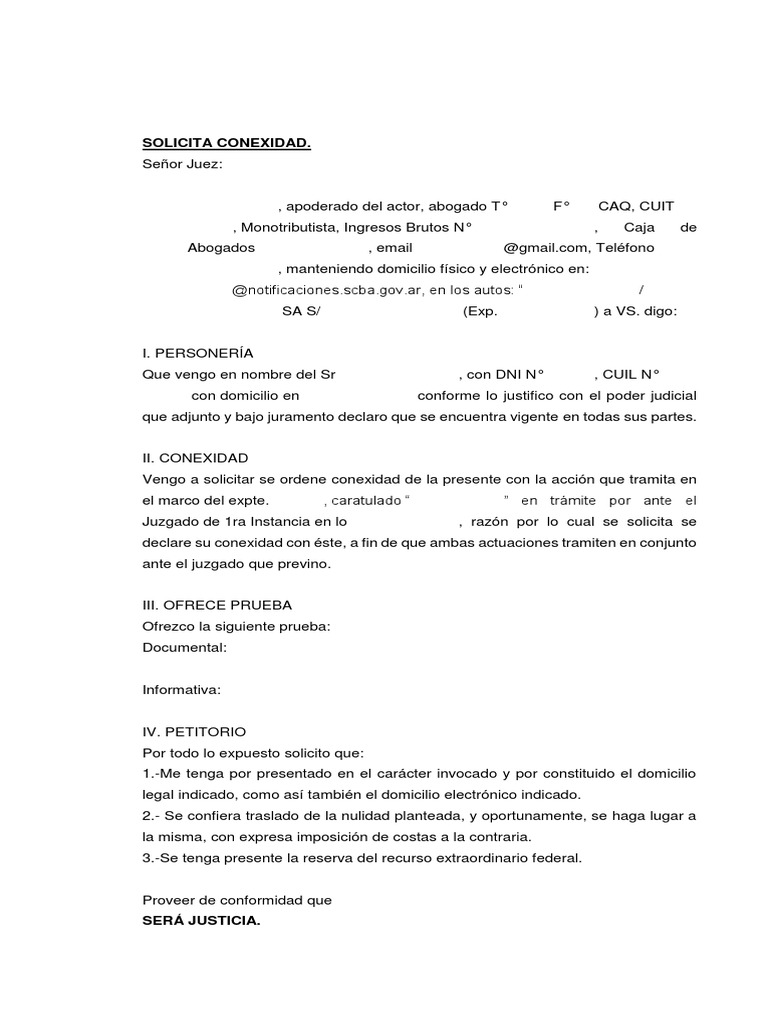 Solicita Conexidad | PDF