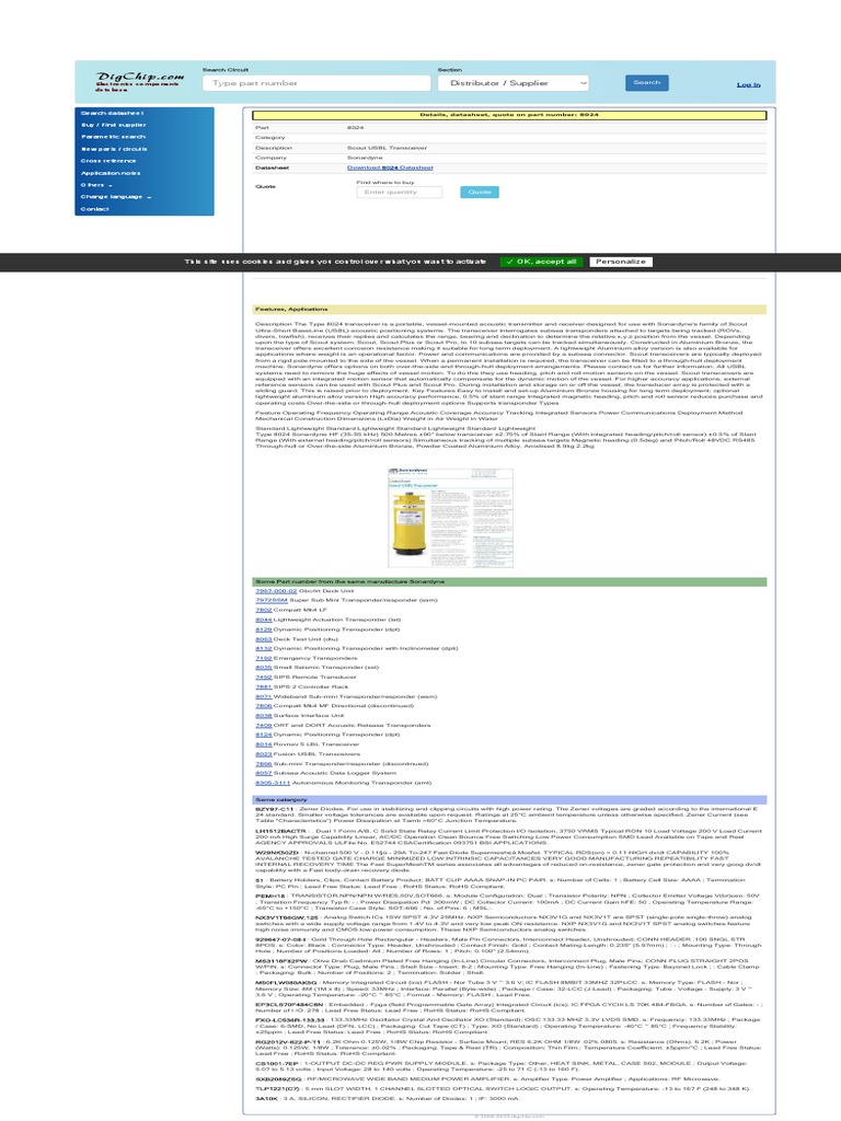 8024 Datasheet - Scout USBL Transceiver | PDF | Electrical Connector ...