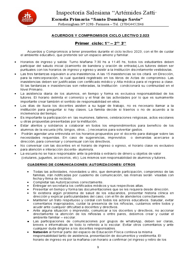 Acuerdos y Compromisos Ciclo 2023 | PDF | Enseñando | Educación primaria
