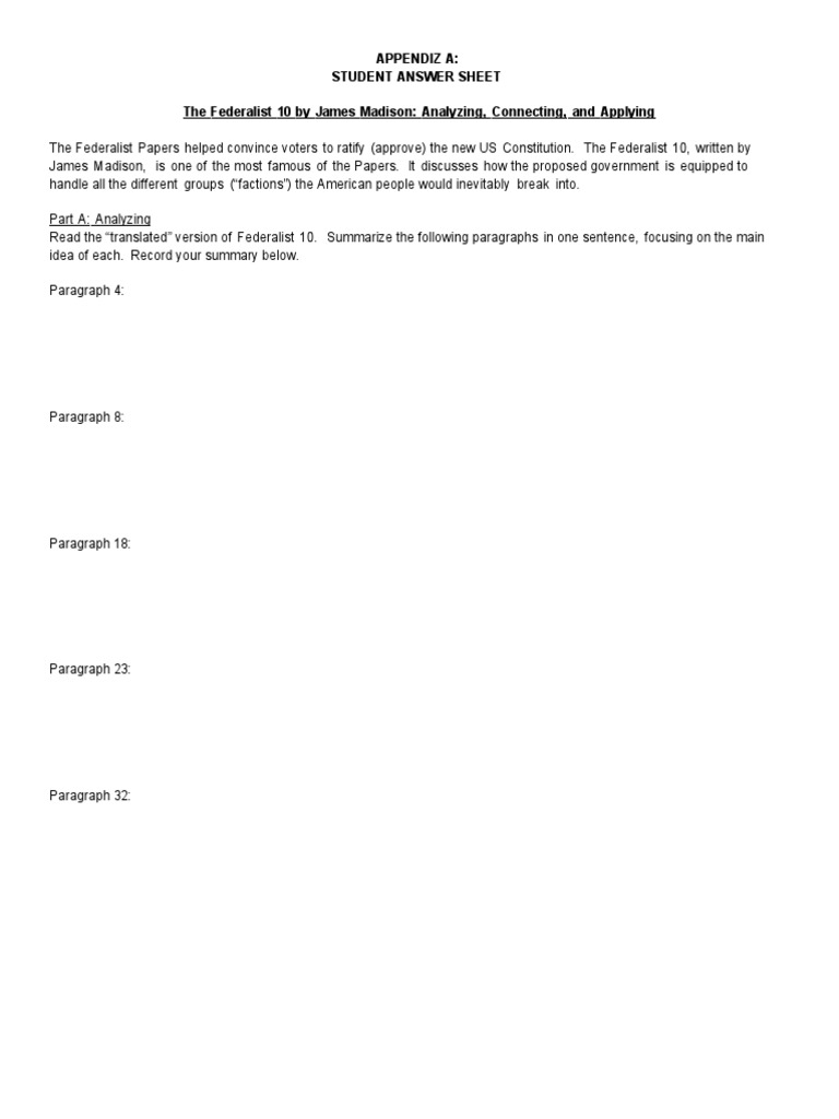 Fed 10 Translated Questions Download Free PDF The Federalist Papers