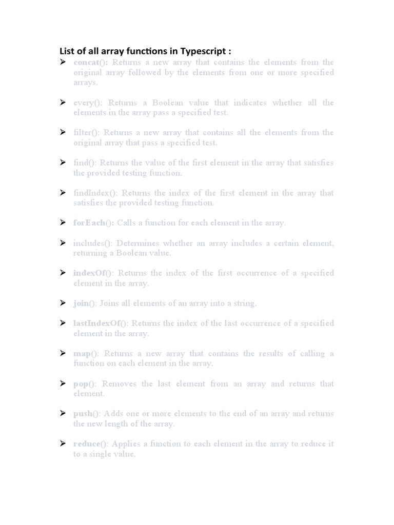 Array Functions in Typescript | PDF