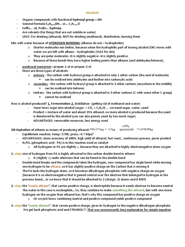 Alcohols Pdf Ethanol Chemistry