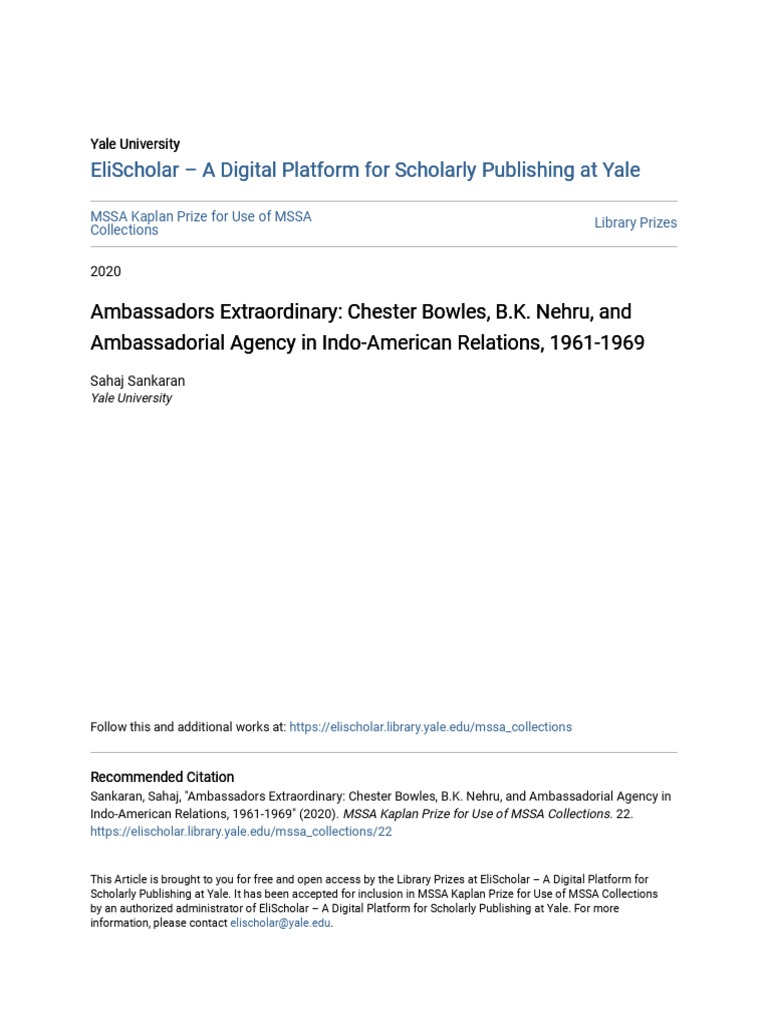 Ambassadors Extraordinary - Chester Bowles B.K. Nehru and Ambass | PDF ...