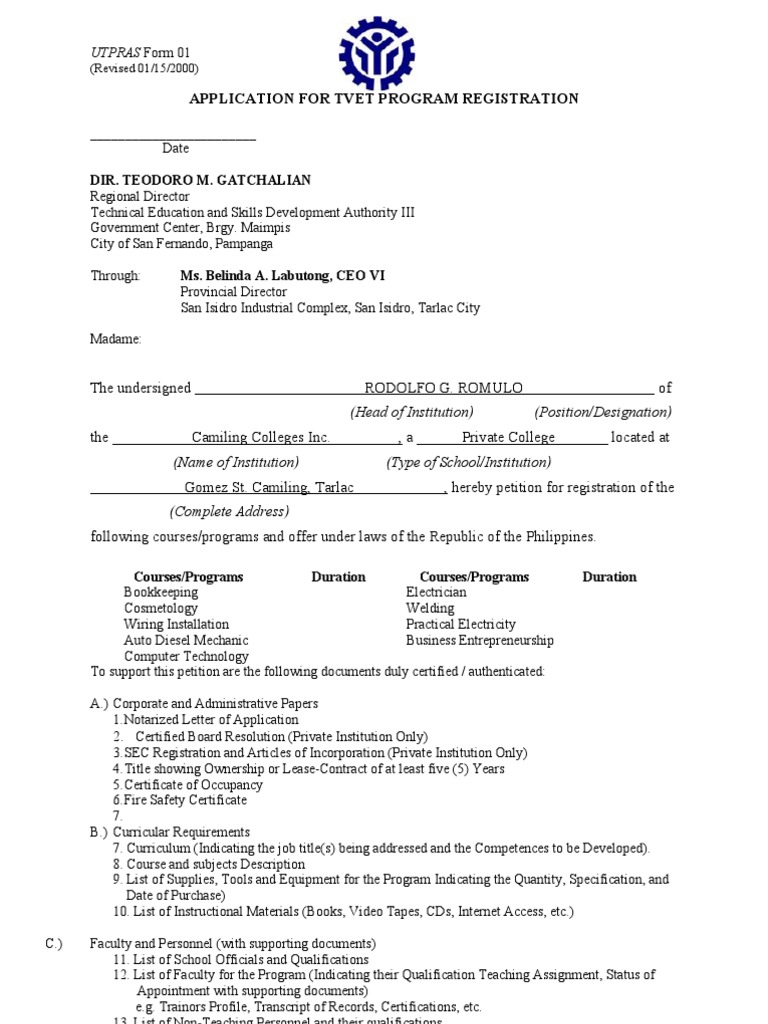 Camiling Colleges Course Registration Application | PDF | Vocational ...