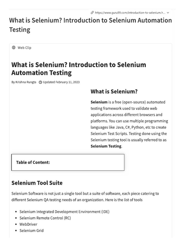 Introduction to Selenium | PDF