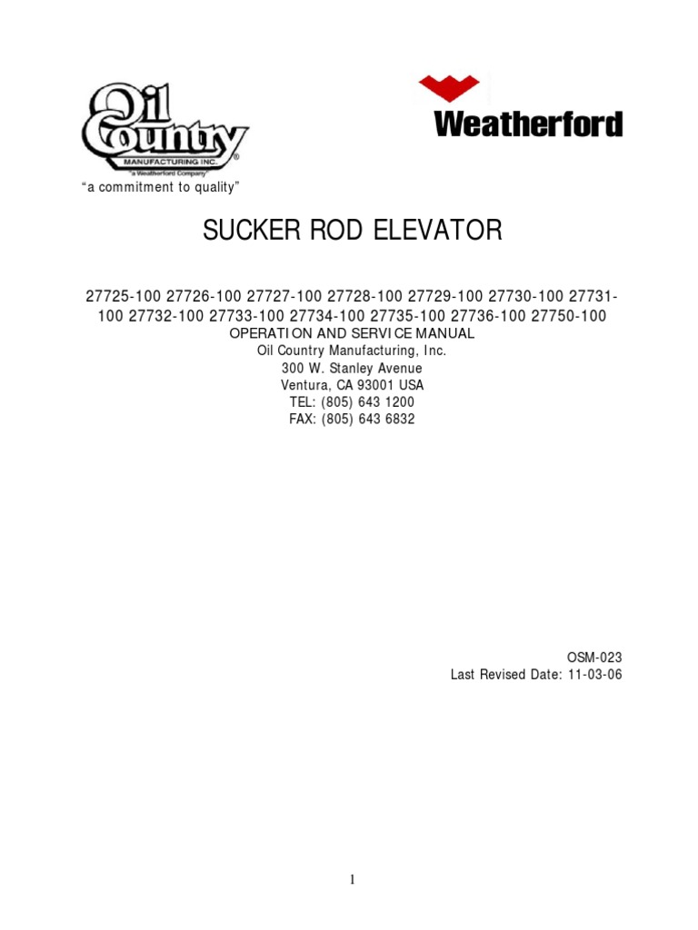 Manual Elevador de Haste Weatherford PDF Heat Treating Elevator