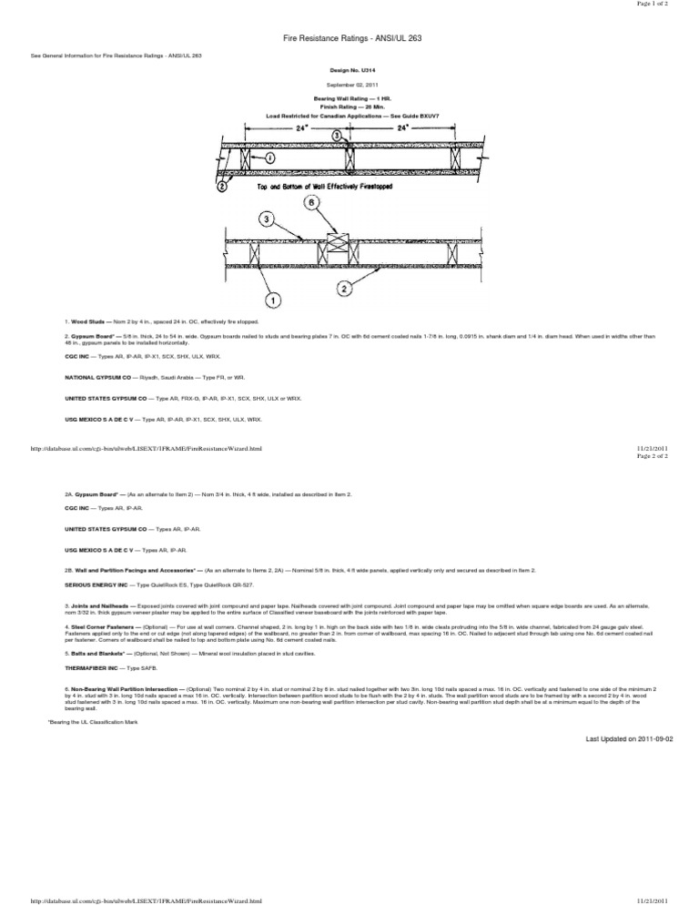 Fire Resistance Ratings ANSI/UL 263 PDF Drywall Building Materials