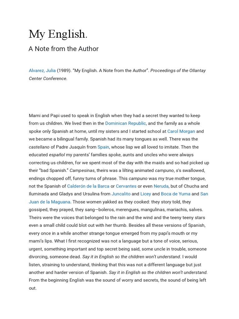 My English.: A Note From The Author | Download Free PDF | English ...