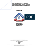 Laporan: Praktik Kerja Industri (Prakerin) Sebagai Tenaga Administrasi Di Kantor Kelurahan Kedung Halang Kota Bogor