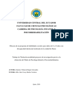 Universidad Central Del Ecuador Facultad de Ciencias Psicológicas Carrera de Psicología Infantil Y Psicorrehabilitación