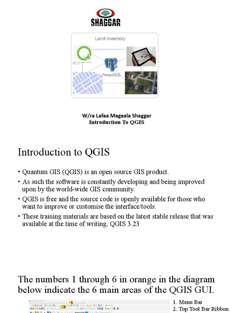 W/ra Lafaa Magaala Shaggar Introduction To QGIS PDF Menu