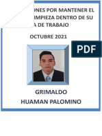 Felicitaciones Por Mantener El Orden Y Limpieza Dentro de Su Área de Trabajo OCTUBRE 2021