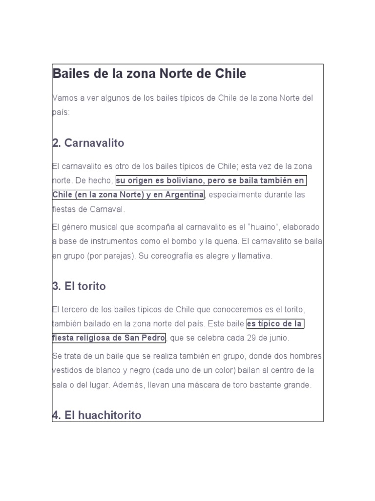 Bailes de La Zona Norte de Chile | PDF | Bailes | Chile