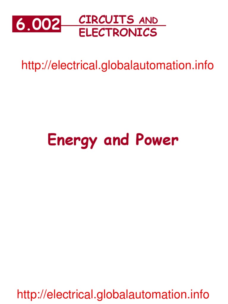 Energy and Power PDF Electrical Circuits Electronic Circuits