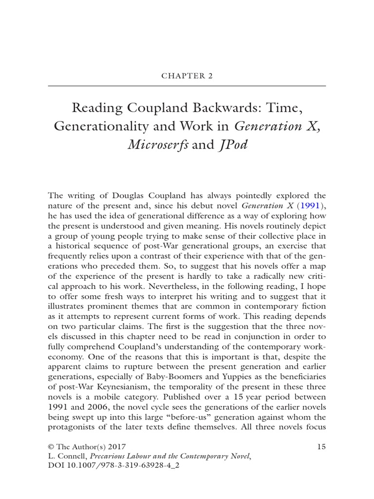 Reading coupland backwards time generationality and work in