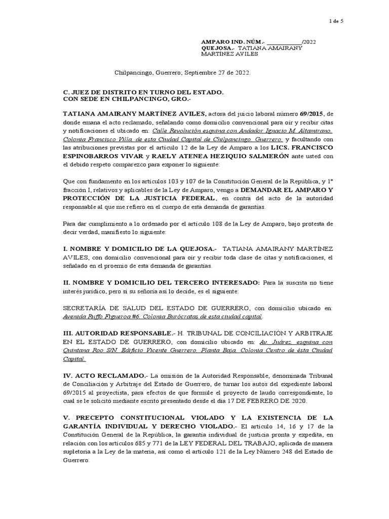 Amparo Indirecto por Incumplimiento de Laudo | PDF | Caso de ley | Ley ...