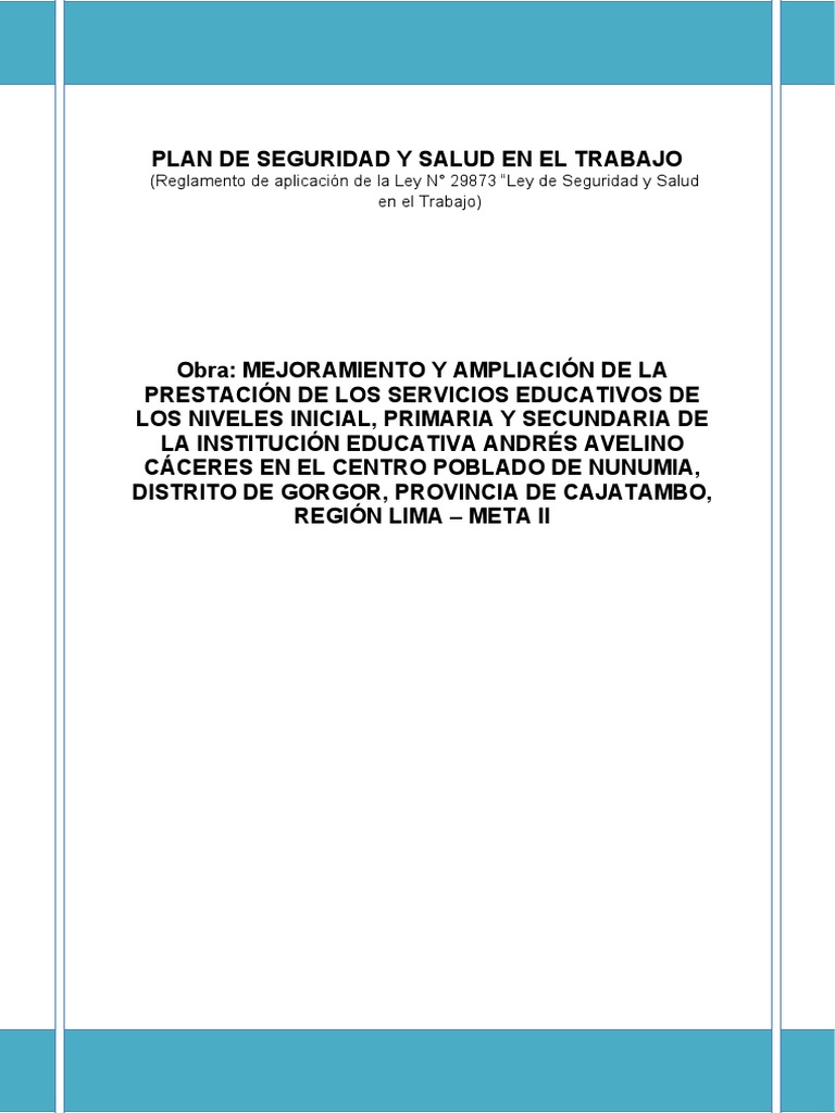 Plan de Seguridad y Salud Laboral | PDF | La seguridad