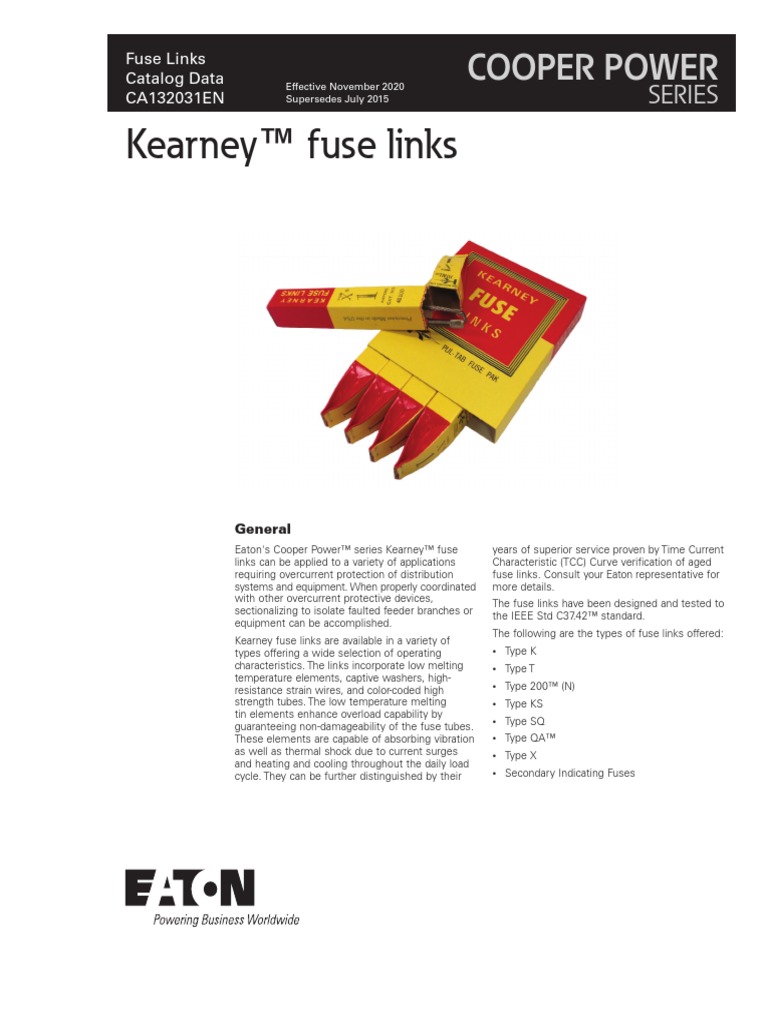 Kearney Fuse Links Catalog Ca132031en PDF Fuse (Electrical