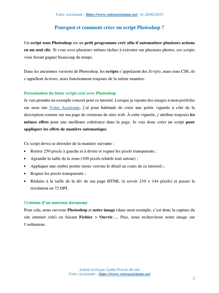 Pourquoi Et Comment Creer Un Script Photoshop | PDF | Logiciel ...
