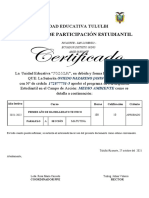 Certificado de Participación Estudiantil