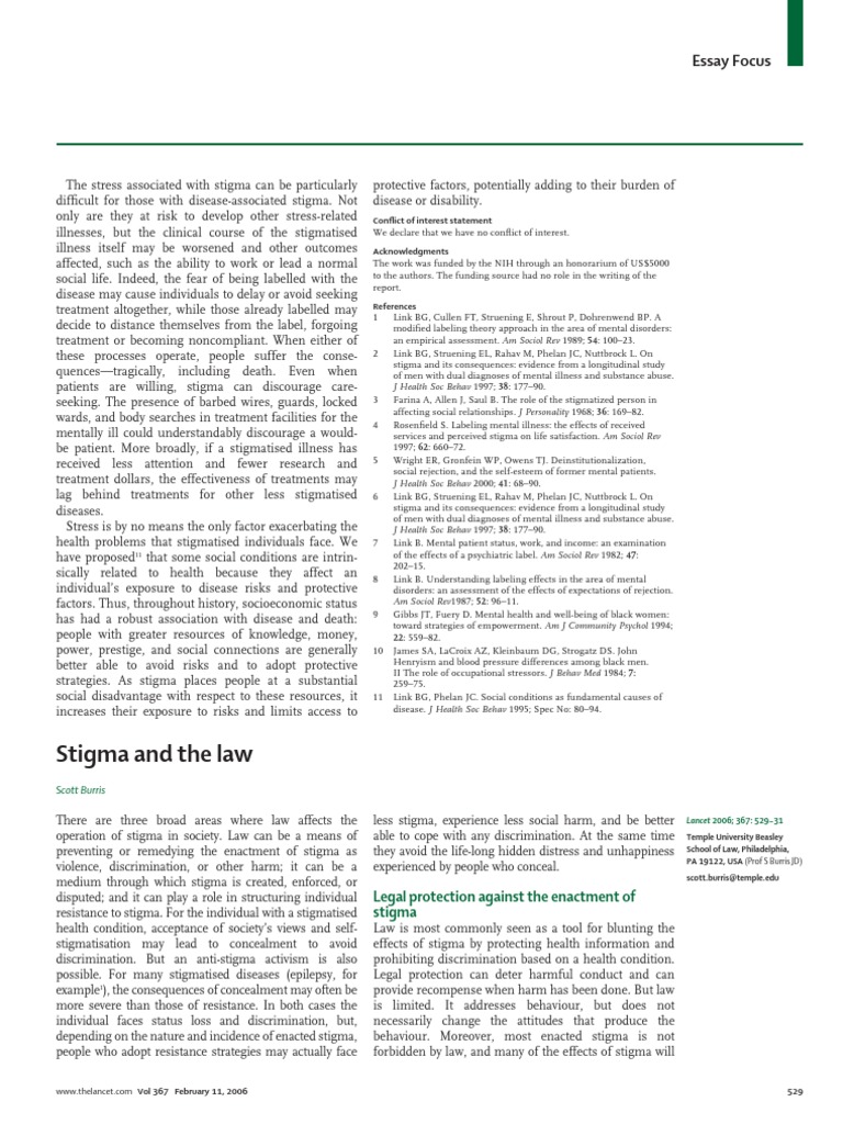 Impact of Stigma on Health Outcomes | PDF | Social Stigma | Mental Disorder