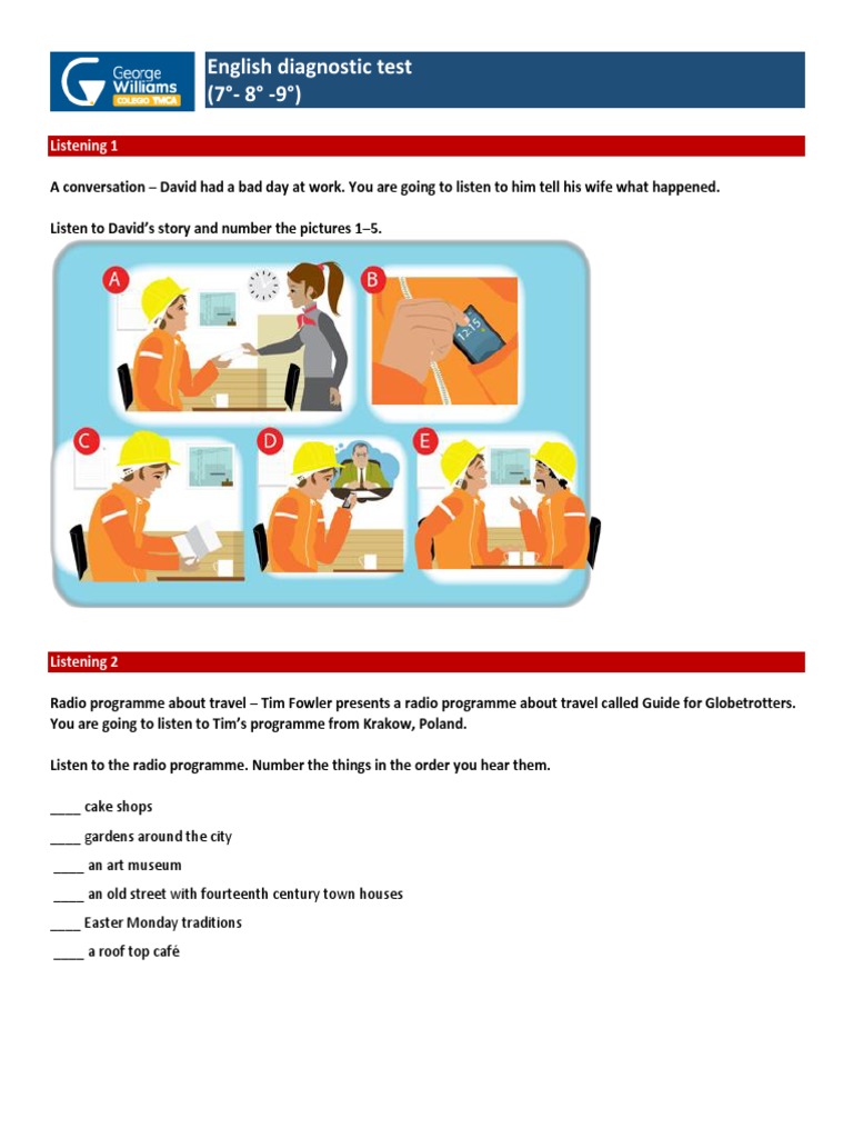 English Diagnostic Test Listening Pdf