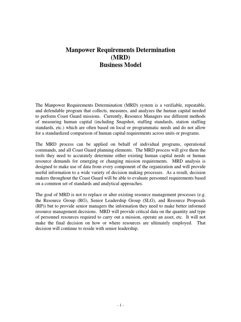 MRD Biz Model | PDF | Human Resources | Workload