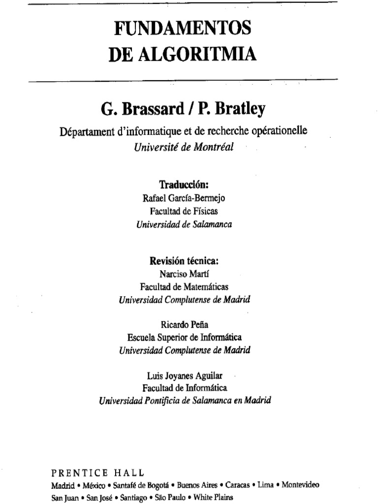 Brassard Bratley Fundamentals of Algorithmics ES | PDF